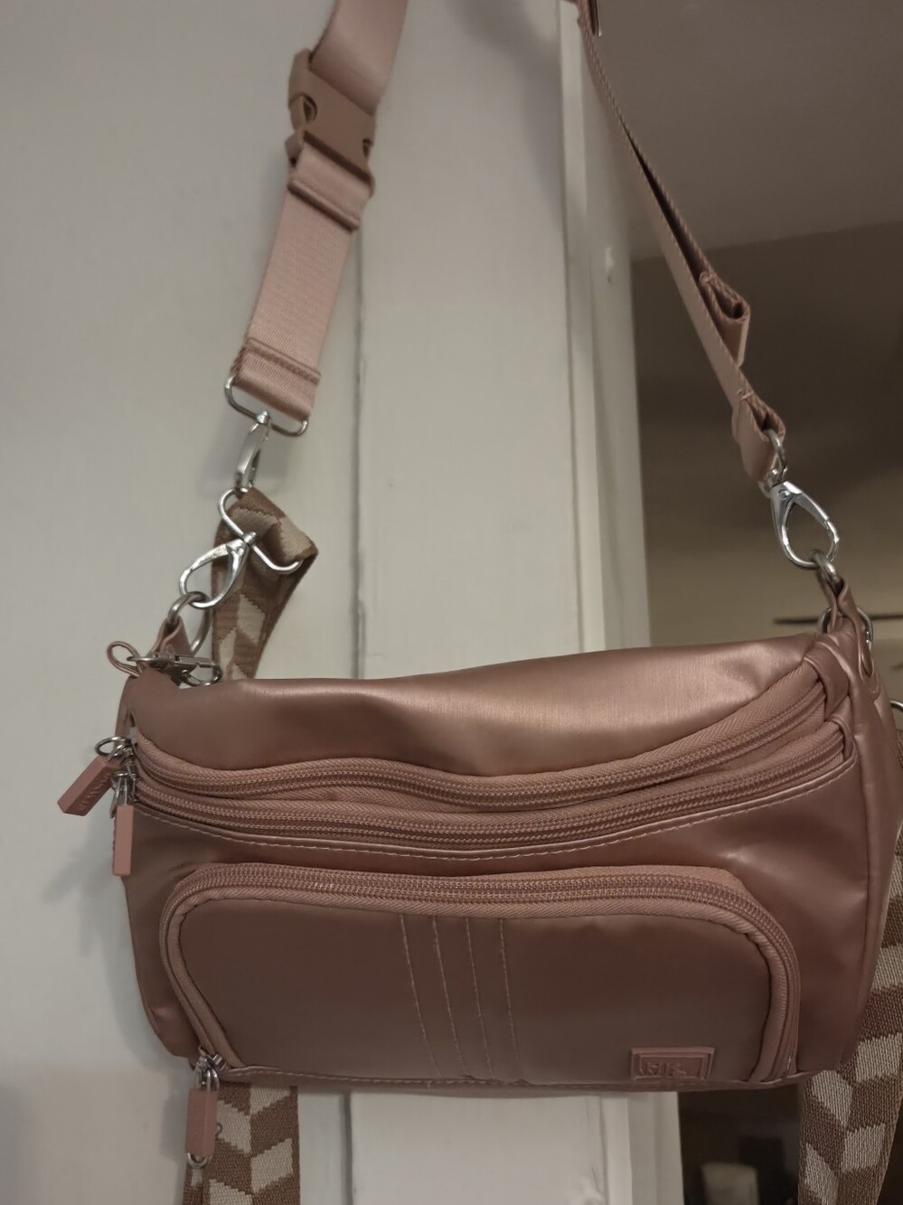 IHKWIP Dusty Rose Satin Crossbody Bag with Adjustable Strap